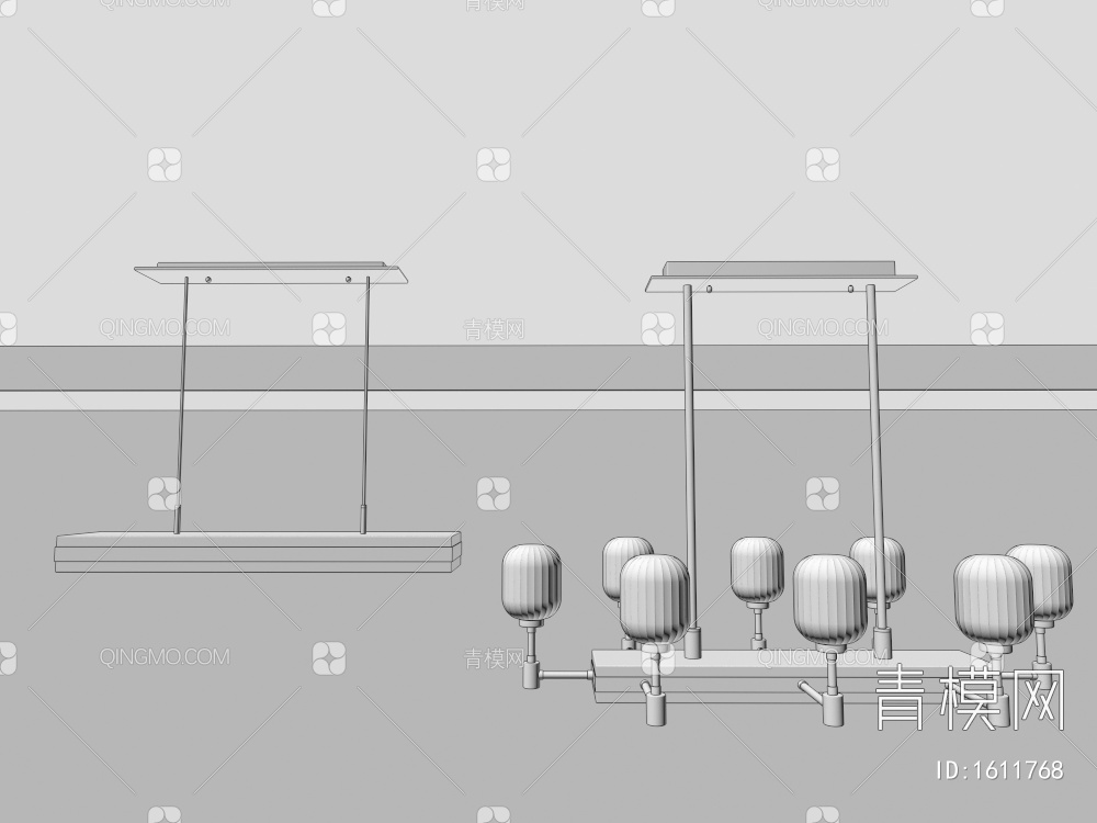 吊灯组合 单头吊灯  餐厅吊灯 个性灯具 吧台吊灯3D模型下载【ID:1611768】