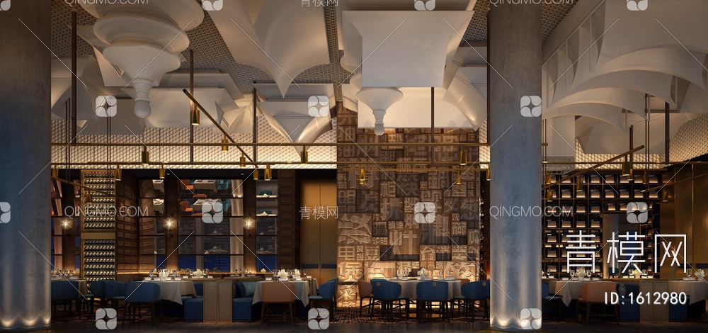 850㎡餐厅室内施工图+效果图 中餐 特色餐厅 餐饮 餐厅包房【ID:1612980】