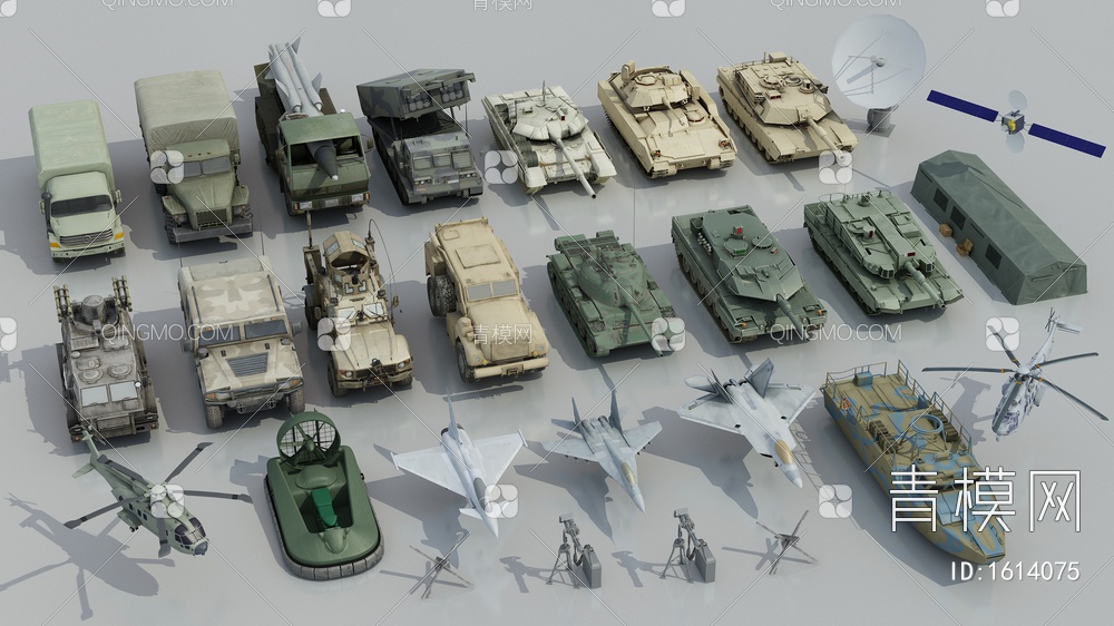 军用坦克3D模型下载【ID:1614075】