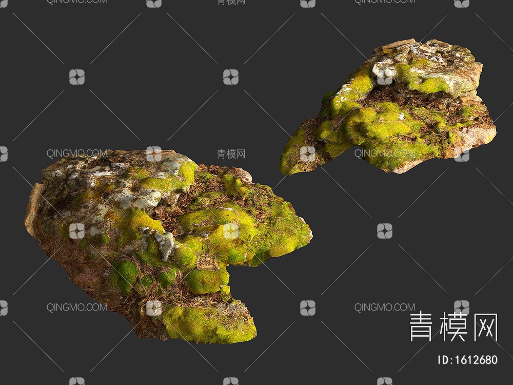 岩石 石头 石块 景观石 苔藓岩石3D模型下载【ID:1612680】