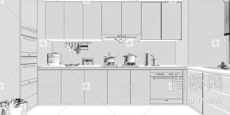 厨房，厨房，橱柜3D模型下载【ID:1608780】
