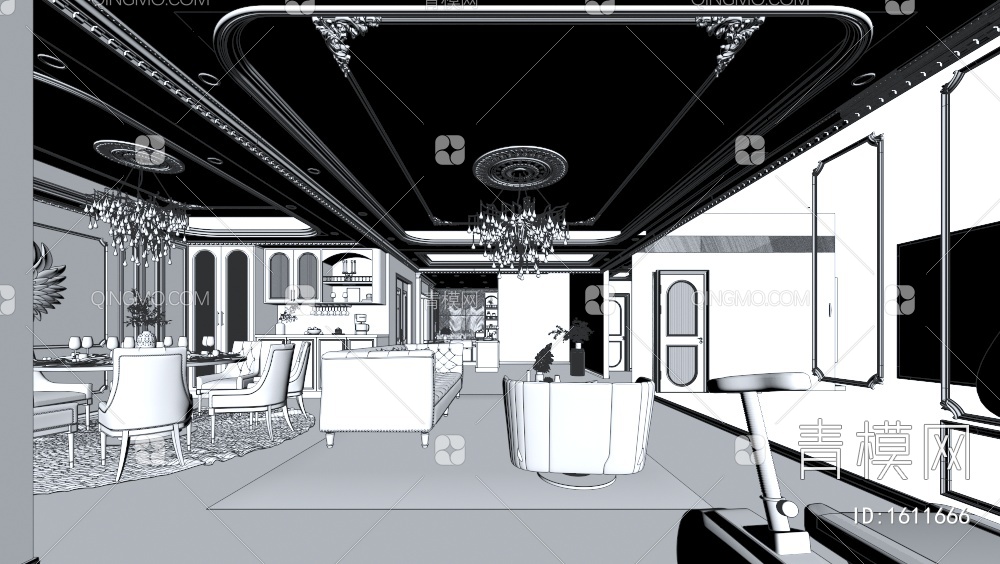 客餐厅、厨房3D模型下载【ID:1611666】
