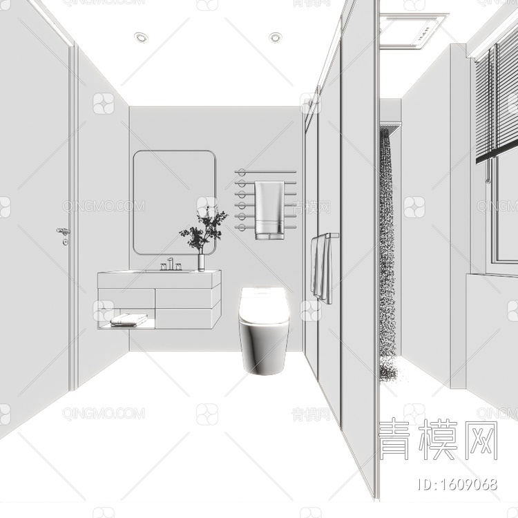 卫生间，卫生间，淋浴3D模型下载【ID:1609068】