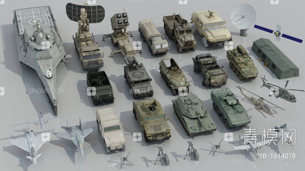 军用坦克3D模型下载【ID:1614078】