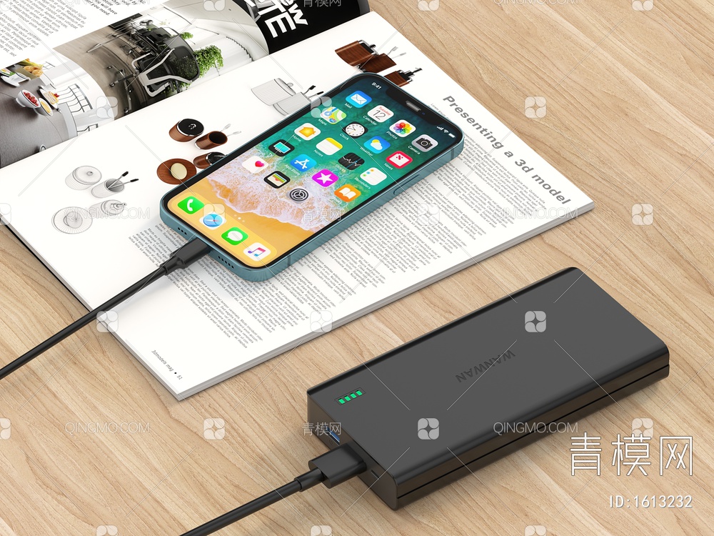 充电宝 苹果手机 iPhone USB数据线接口3D模型下载【ID:1613232】