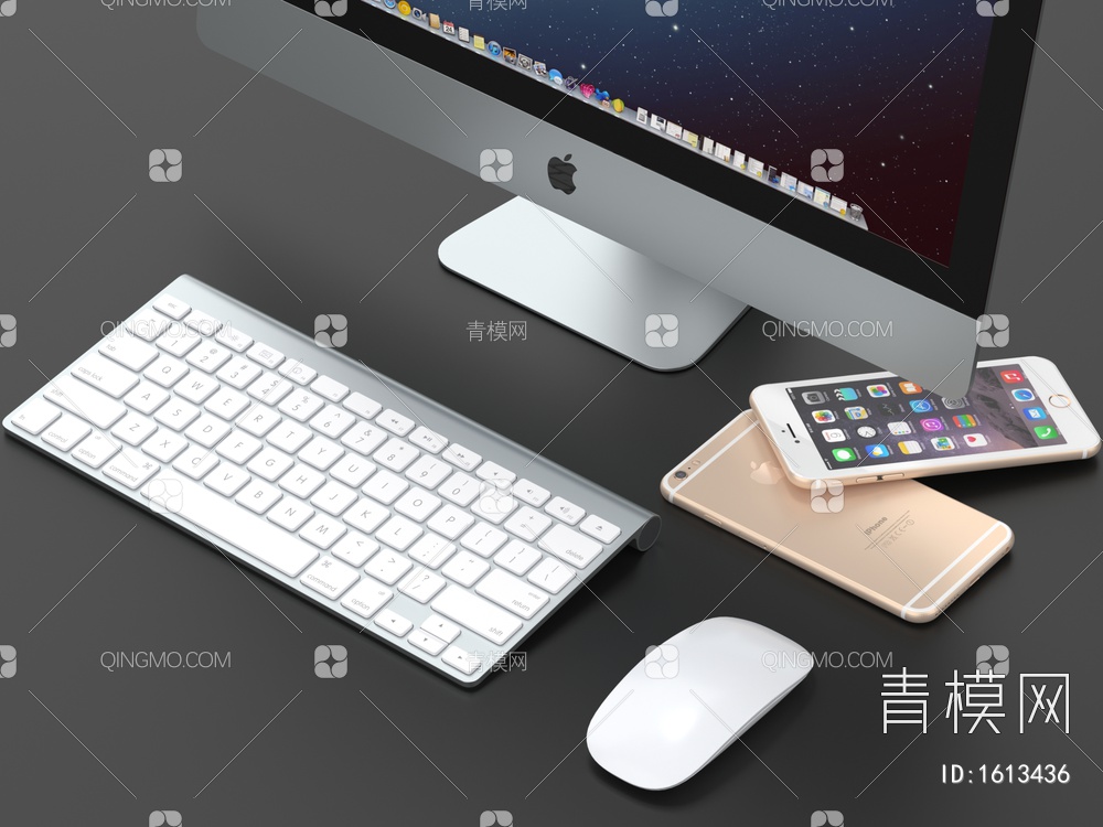 键盘 鼠标 显示屏 显示器 苹果手机3D模型下载【ID:1613436】