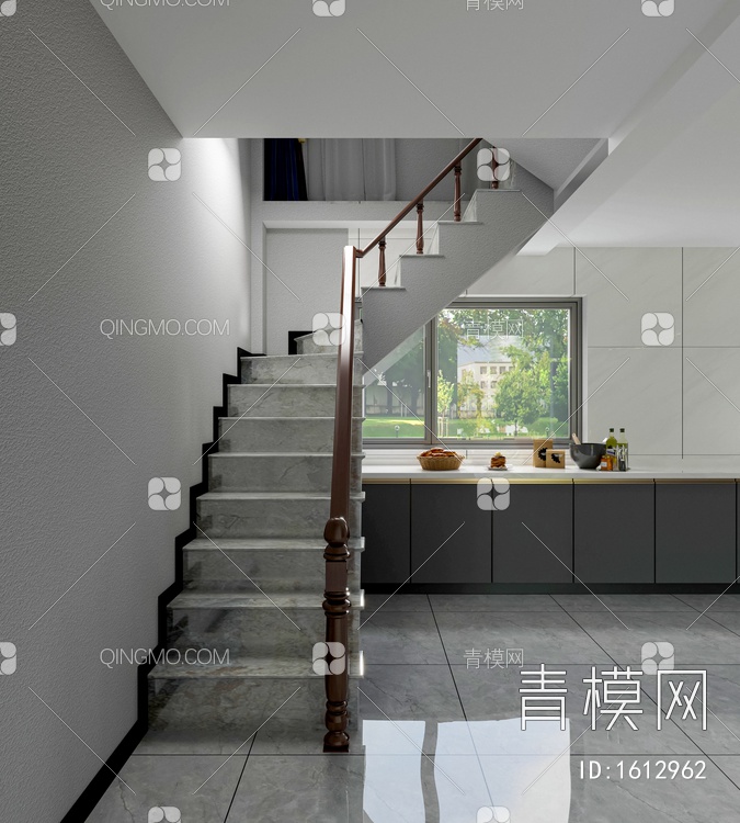 楼梯 楼梯扶手3D模型下载【ID:1612962】