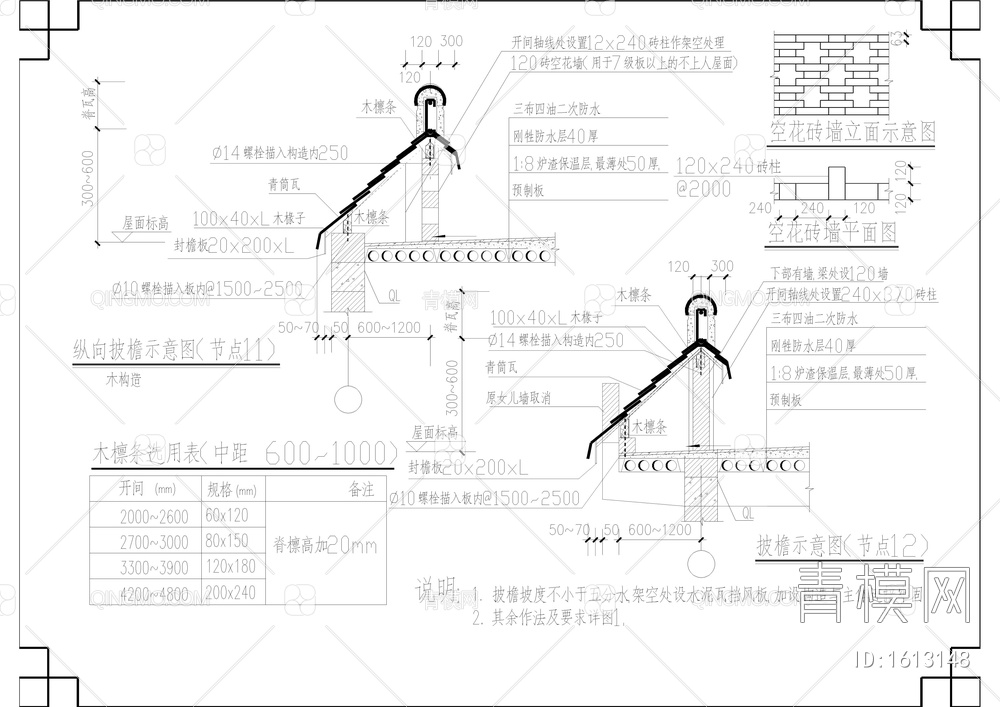 仿古马头墙及披檐详图【ID:1613148】