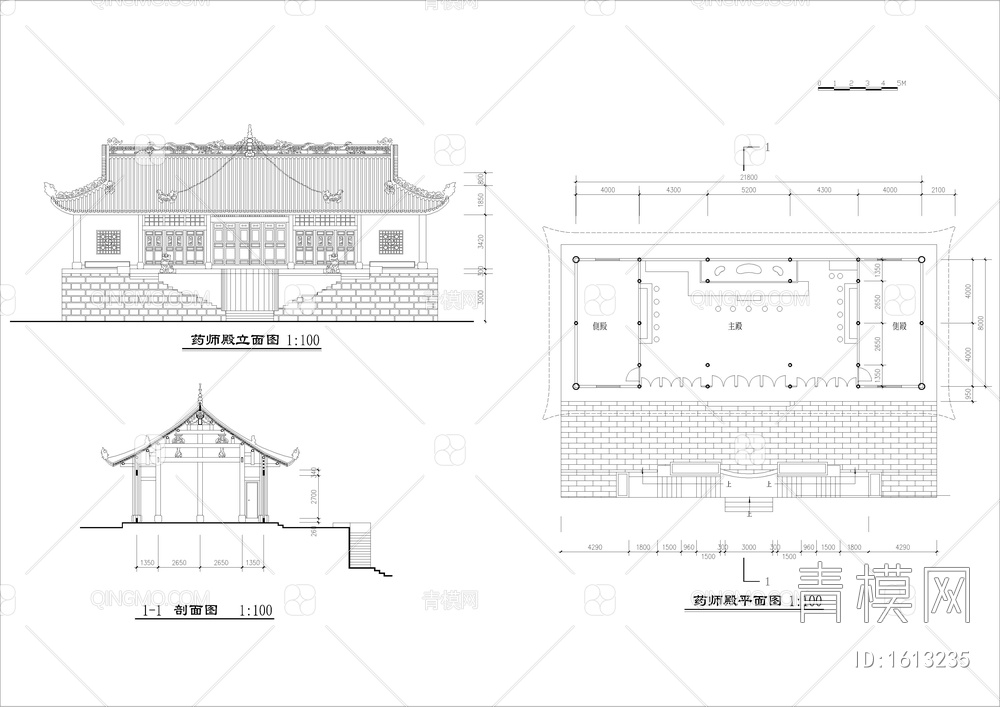 药师殿仿古建筑图【ID:1613235】