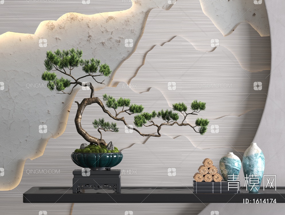 松树盆景3D模型下载【ID:1614174】