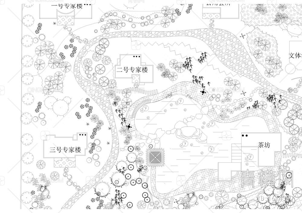 休闲区园林规划平面图【ID:1614300】