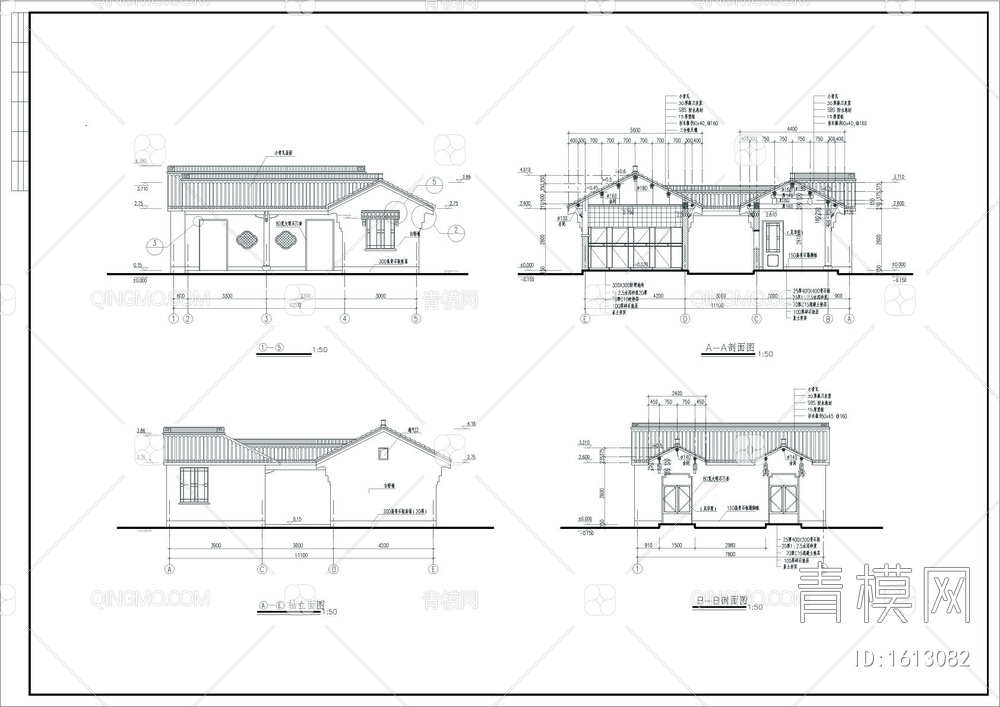 仿古厕所建筑结构全套图【ID:1613082】