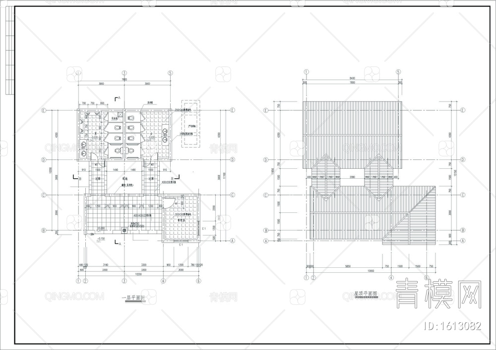 仿古厕所建筑结构全套图【ID:1613082】