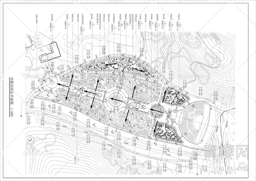 宫廷花园景观总平面图【ID:1614138】