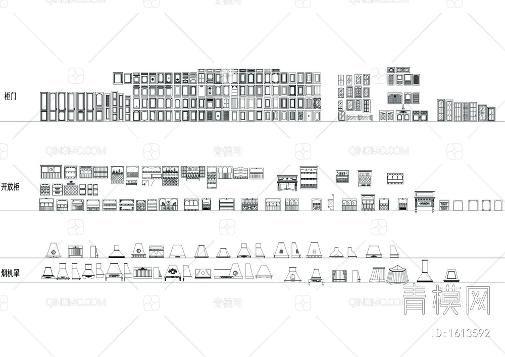 各式家具柜门CAD图块【ID:1613592】