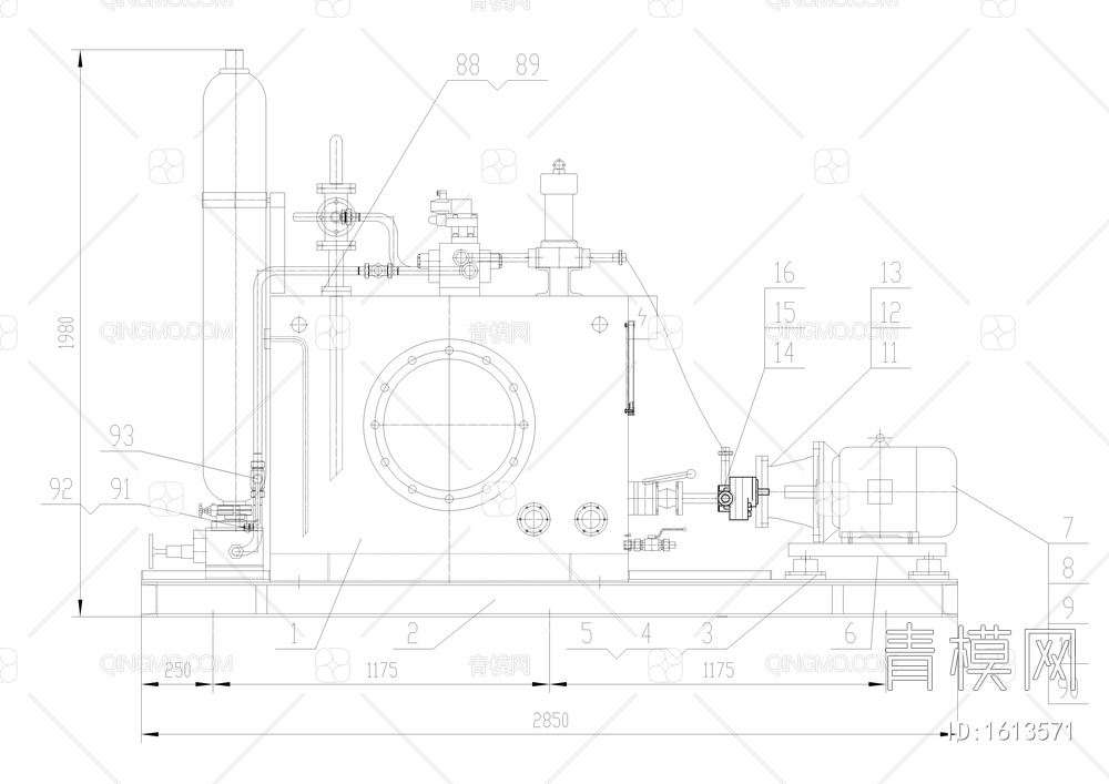 高炉液压系统装配CAD机械图【ID:1613571】