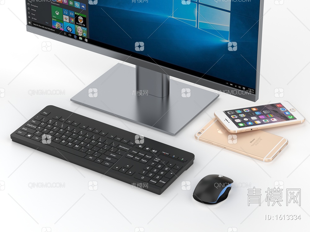 键盘 鼠标 显示屏 显示器 苹果手机3D模型下载【ID:1613334】