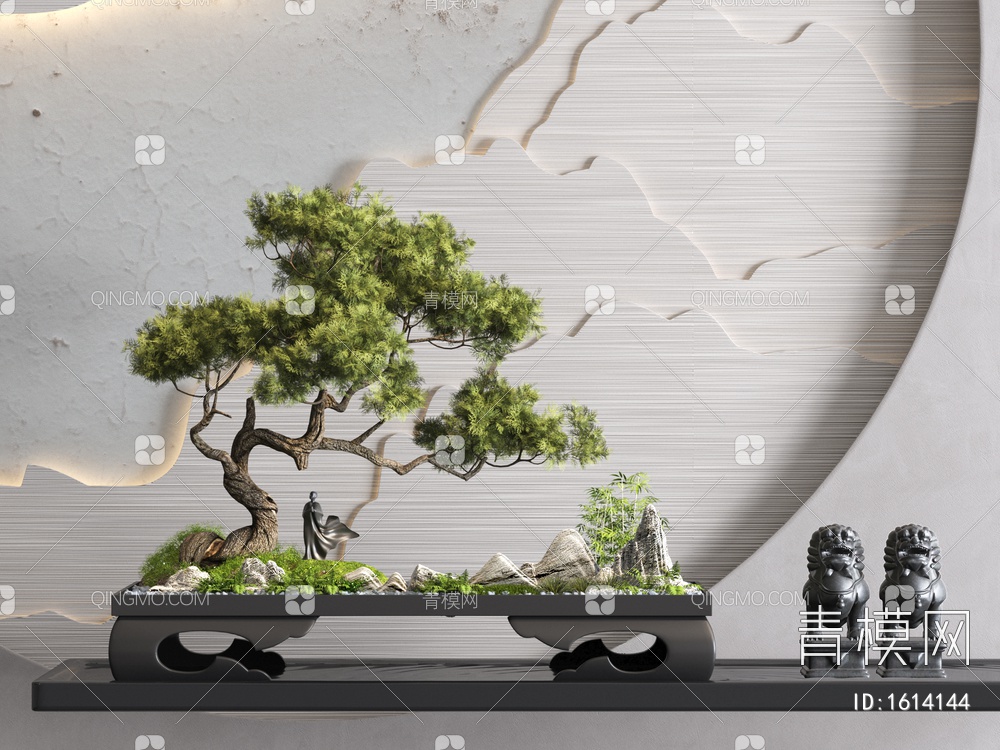 松树盆景盆栽3D模型下载【ID:1614144】