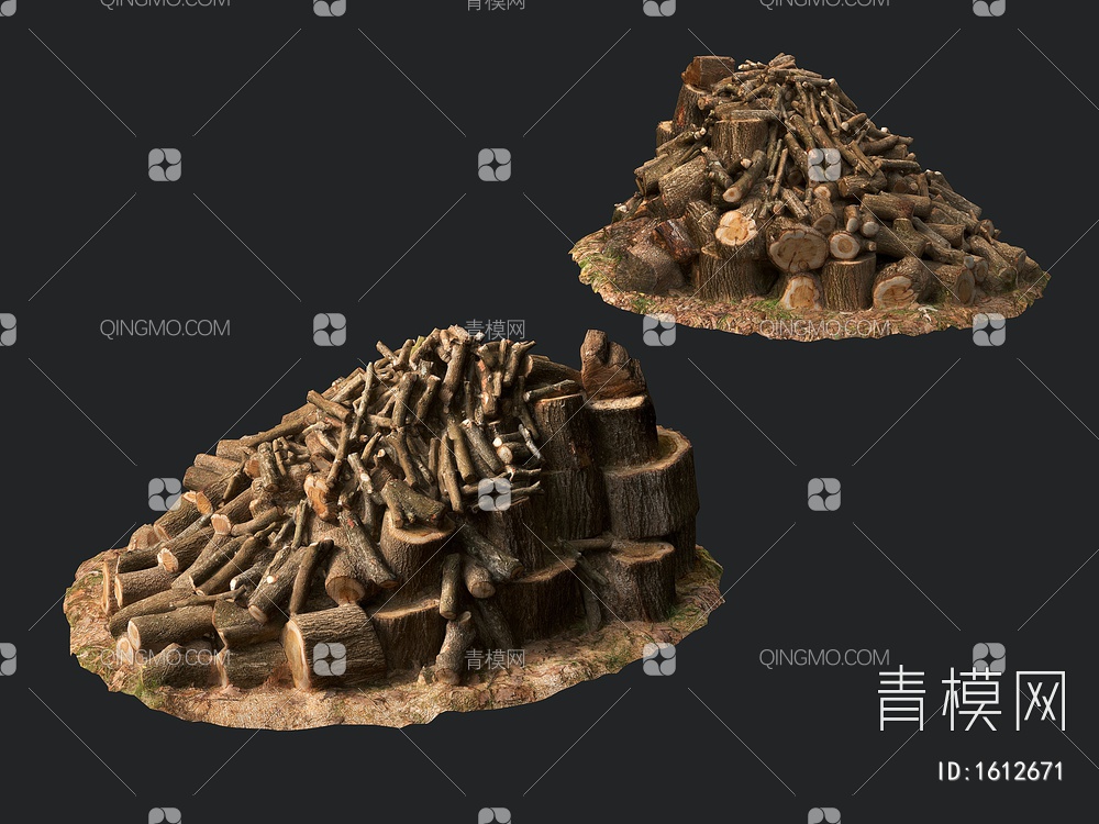 木头 树杆 木桩 木材 木柴 木棍3D模型下载【ID:1612671】