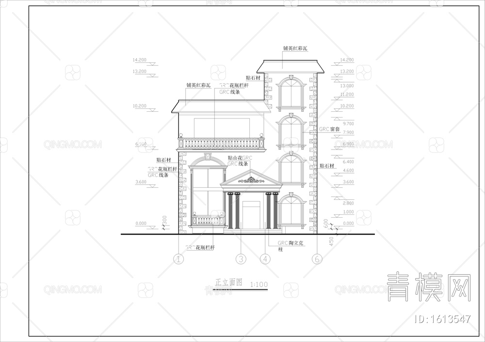 高档别墅别墅建筑结构全套图纸【ID:1613547】