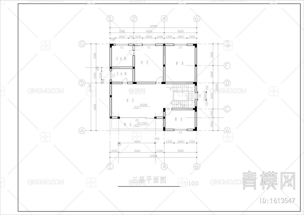 高档别墅别墅建筑结构全套图纸【ID:1613547】