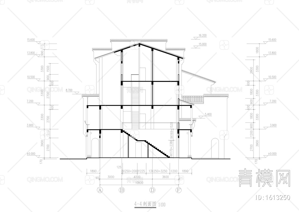 仿古民居建筑cad图【ID:1613250】