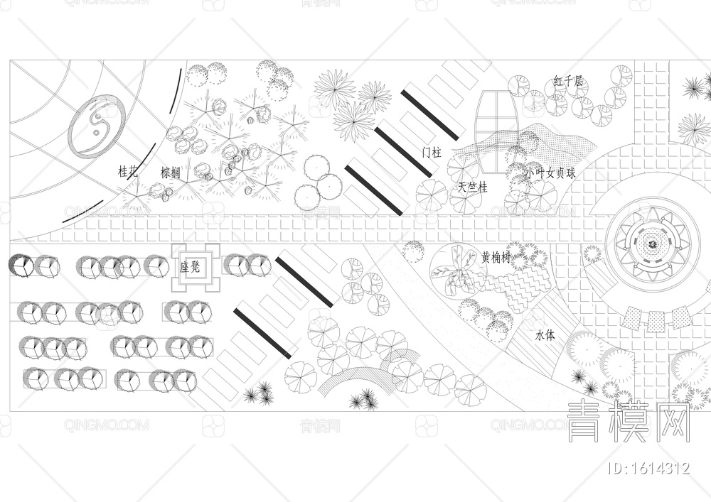 长方形地块公园景观设计图【ID:1614312】