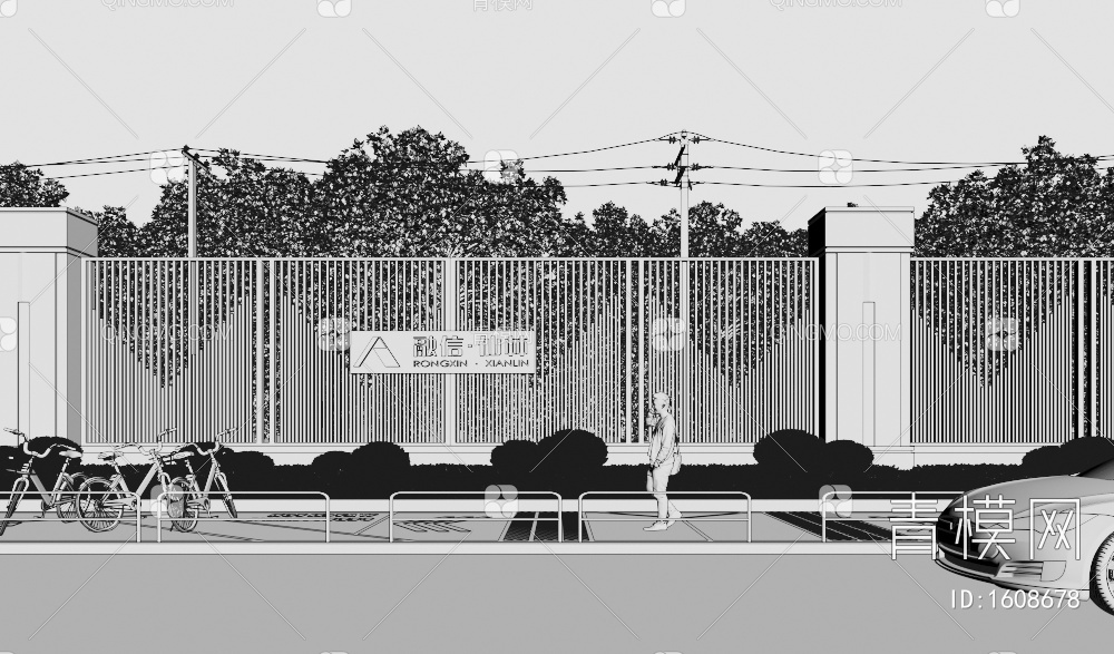 围墙+护栏+围栏3D模型下载【ID:1608678】