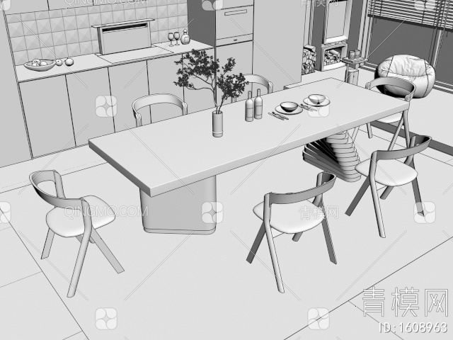 Minotti 米洛提 餐桌椅3D模型下载【ID:1608963】