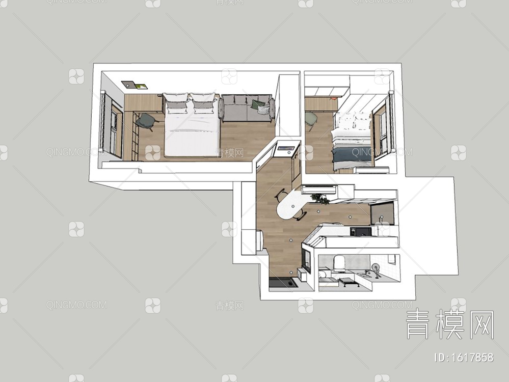 小户型友楼SU模型下载【ID:1617858】