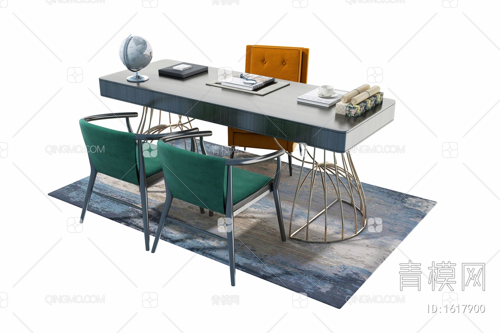 书桌椅组合3D模型下载【ID:1617900】