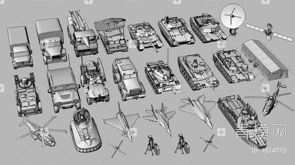 军用坦克3D模型下载【ID:1614075】