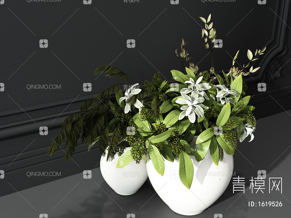 花瓶花艺3D模型下载【ID:1619526】