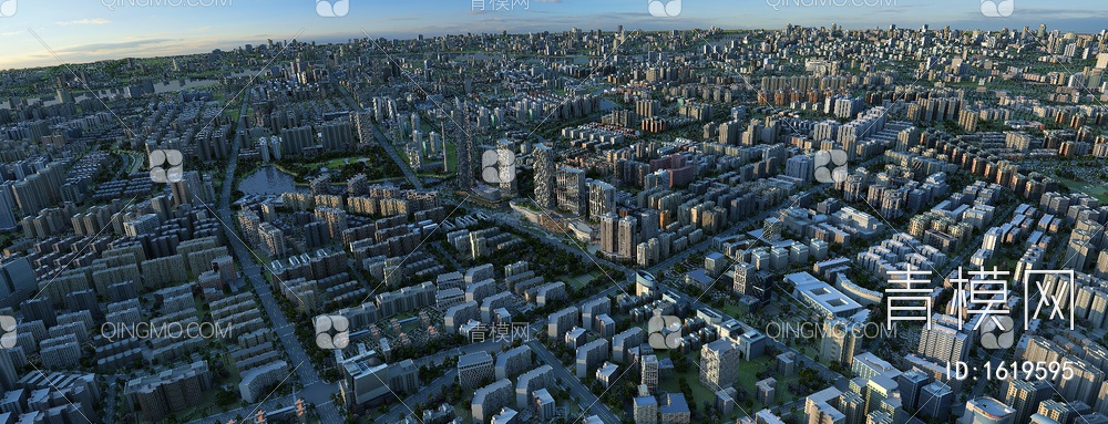城市鸟瞰3D模型下载【ID:1619595】
