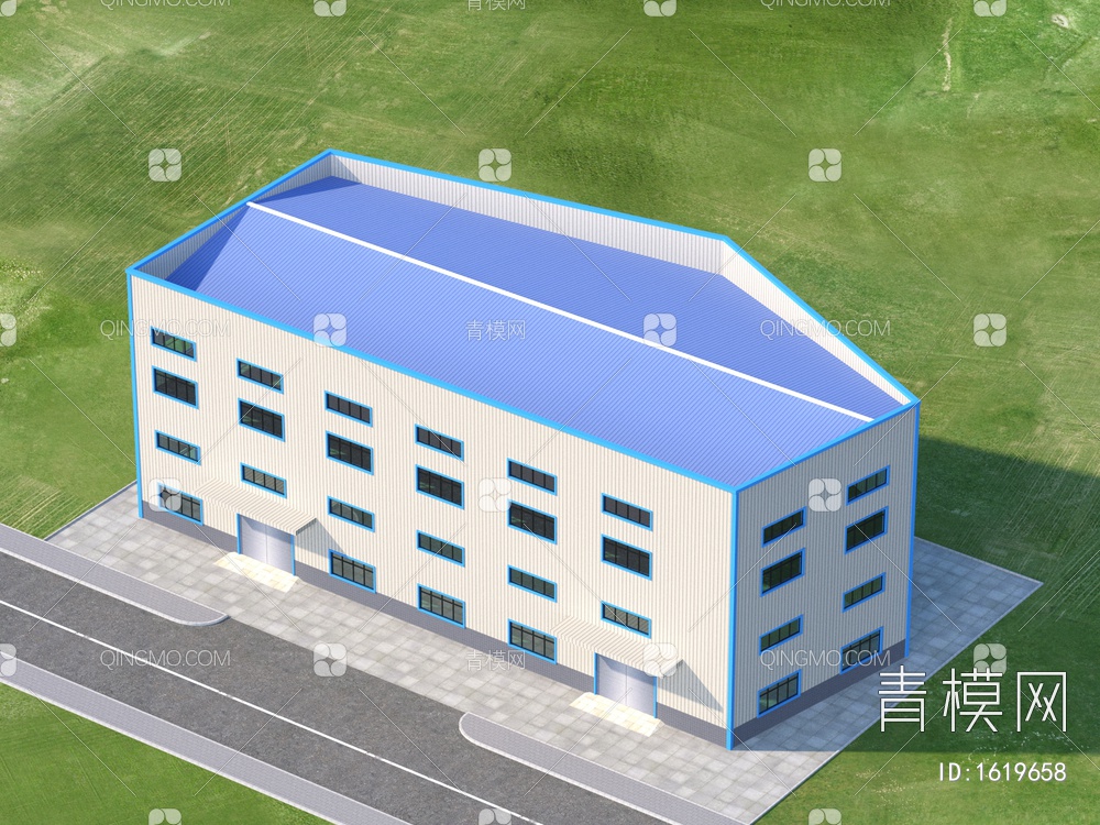 钢构厂房3D模型下载【ID:1619658】