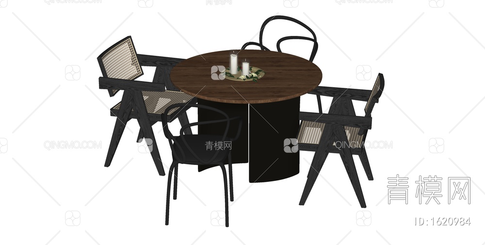 餐桌椅组合SU模型下载【ID:1620984】