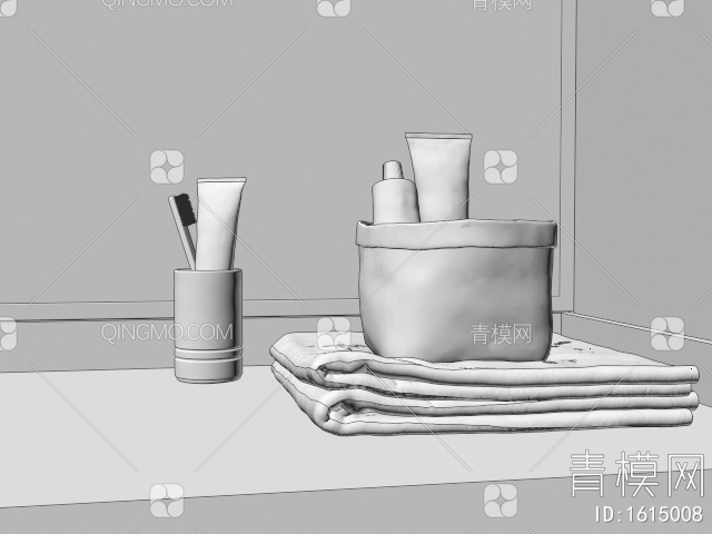 洗漱用品 牙膏毛巾化妆品3D模型下载【ID:1615008】