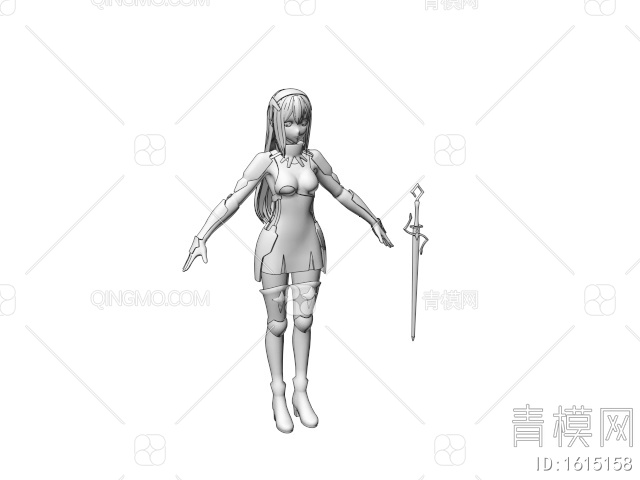虚拟人物 动漫卡通美少女3D模型下载【ID:1615158】
