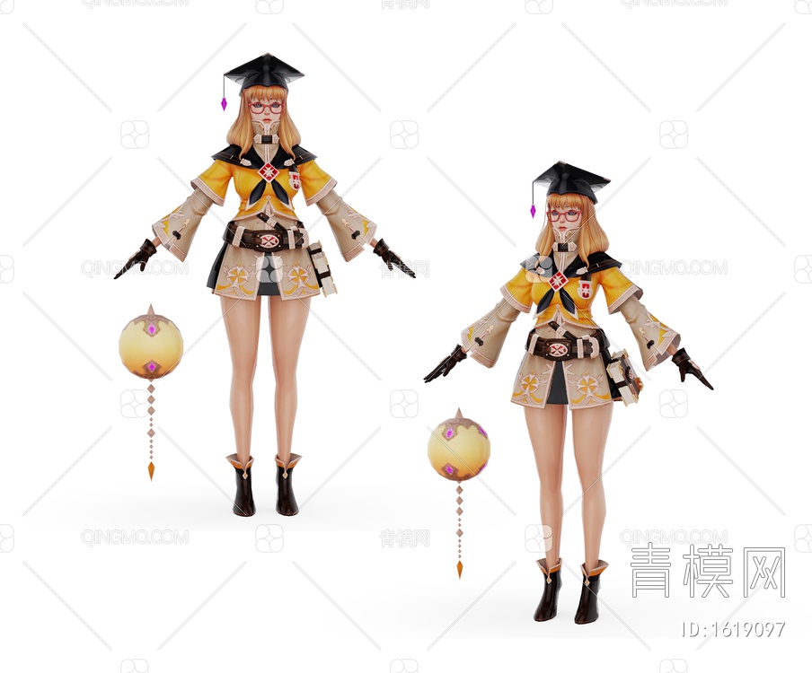 虚拟人物 学士少女3D模型下载【ID:1619097】