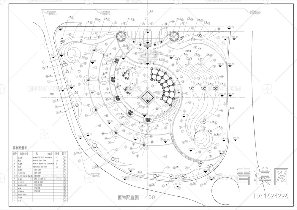 公园植物配置图【ID:1624296】