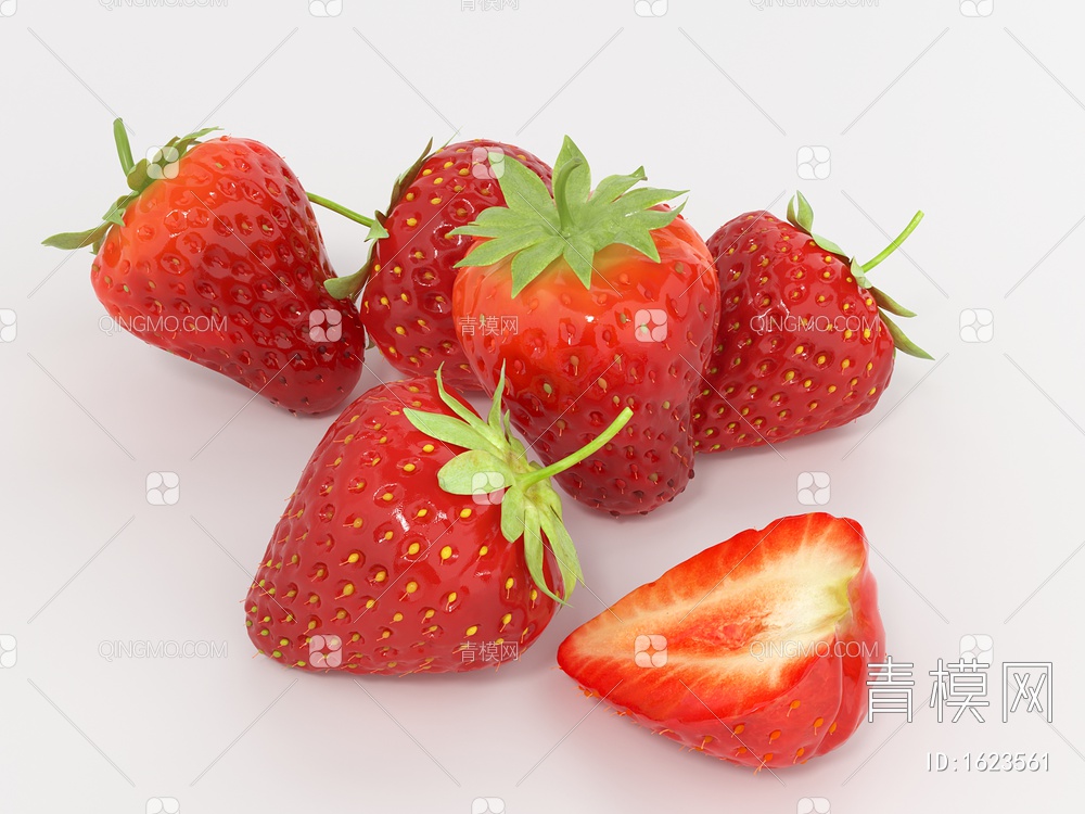 草莓 水果 果盘3D模型下载【ID:1623561】