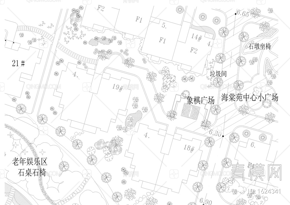 小区中心广场景观平面图【ID:1624341】