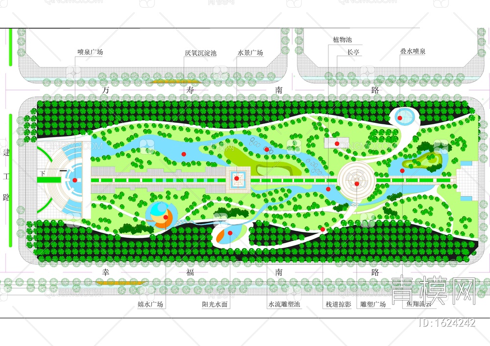 幸福林带公园平面图【ID:1624242】