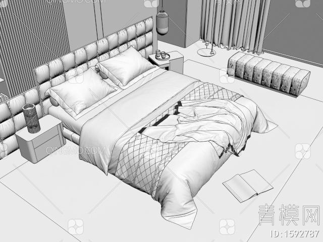 Minotti 米洛提 双人床3D模型下载【ID:1592787】