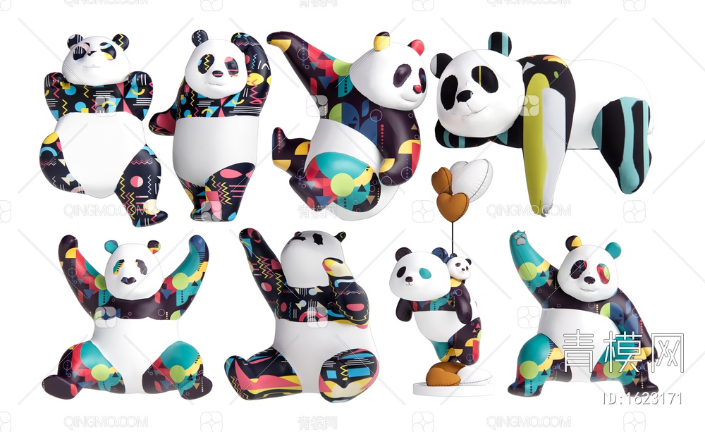 动物雕塑熊猫雕塑景观小品SU模型下载【ID:1623171】