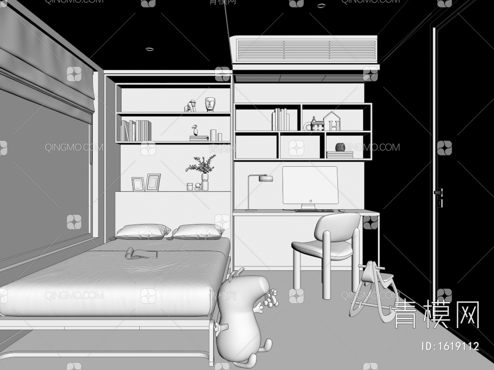 卧室 折叠床 书房3D模型下载【ID:1619112】