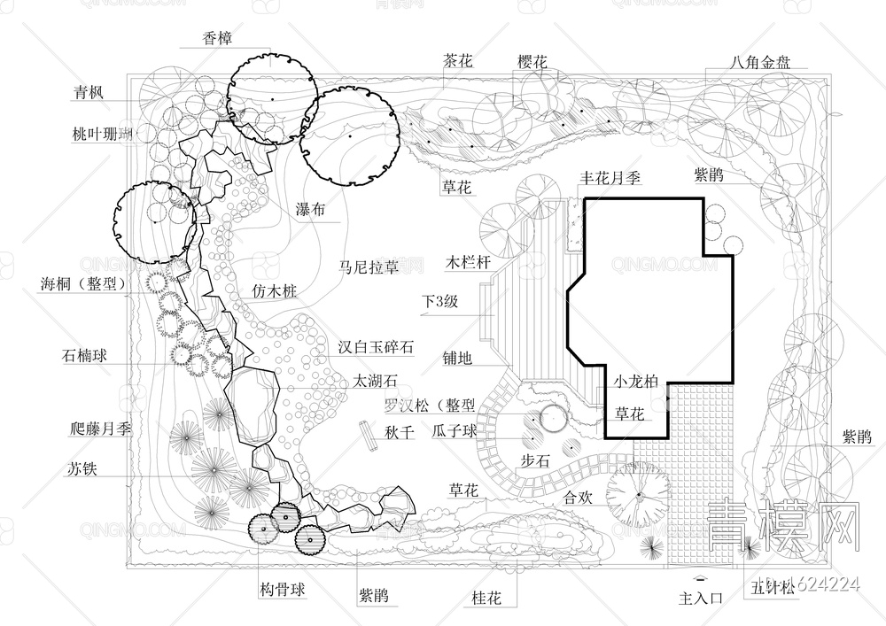 小庭院园林设计平面图【ID:1624224】