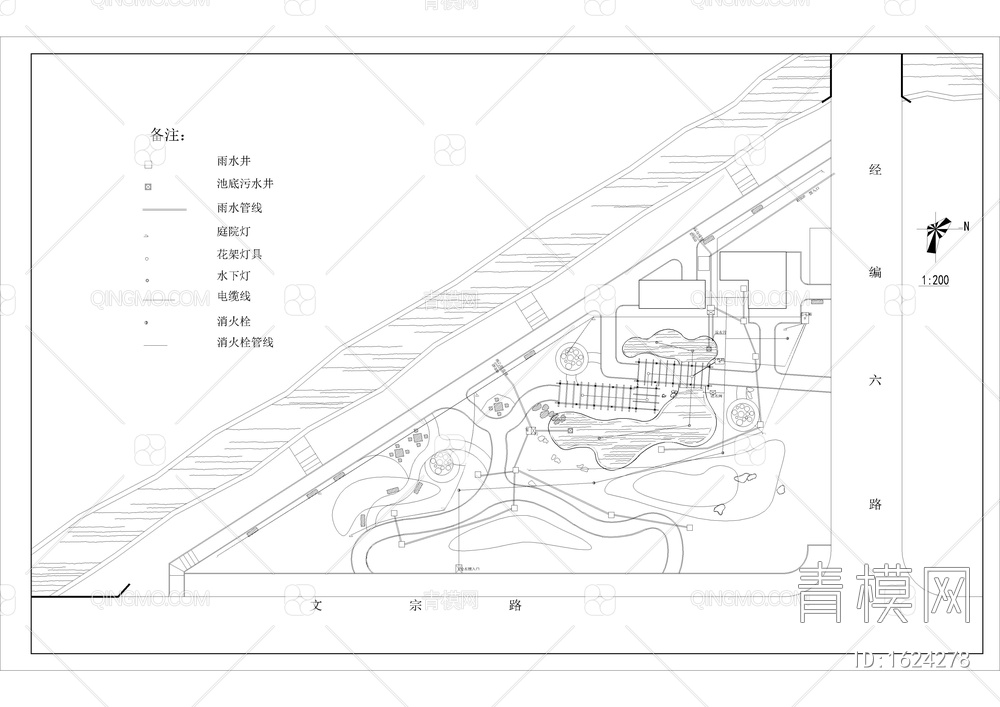 三角形滨江公园全套图【ID:1624278】