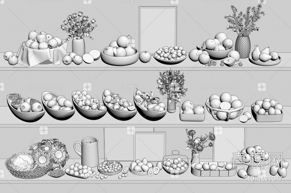 水果果盘3D模型下载【ID:1621047】