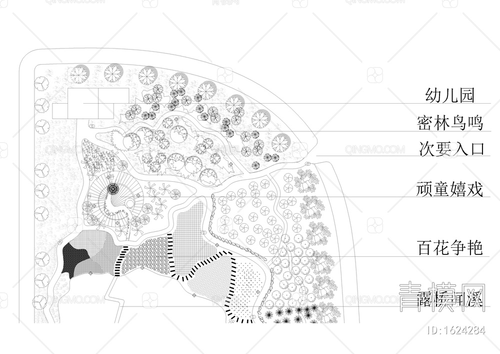 小游园绿化规划平面图【ID:1624284】